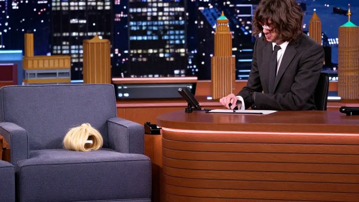 Illustration for: Jimmy Fallon and Jamie Lee Curtis Parody Nathan Fielder and Elizabeth Holmes on The Tonight Show