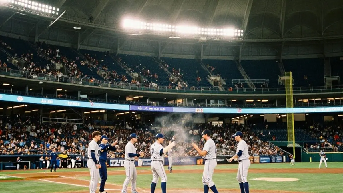 Illustration for: Rays Outlast Brewers in 12 Innings to Keep World Series Alive